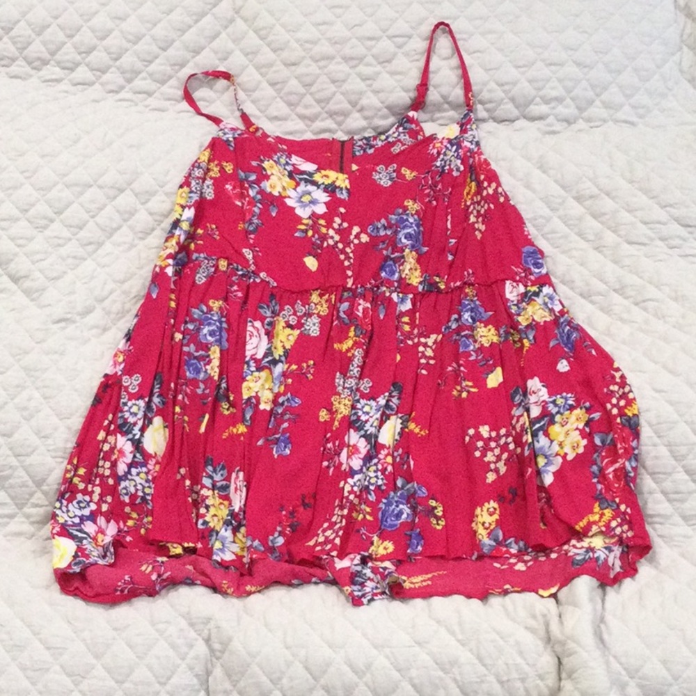 Torrid hot pink floral zipper back tank size 3